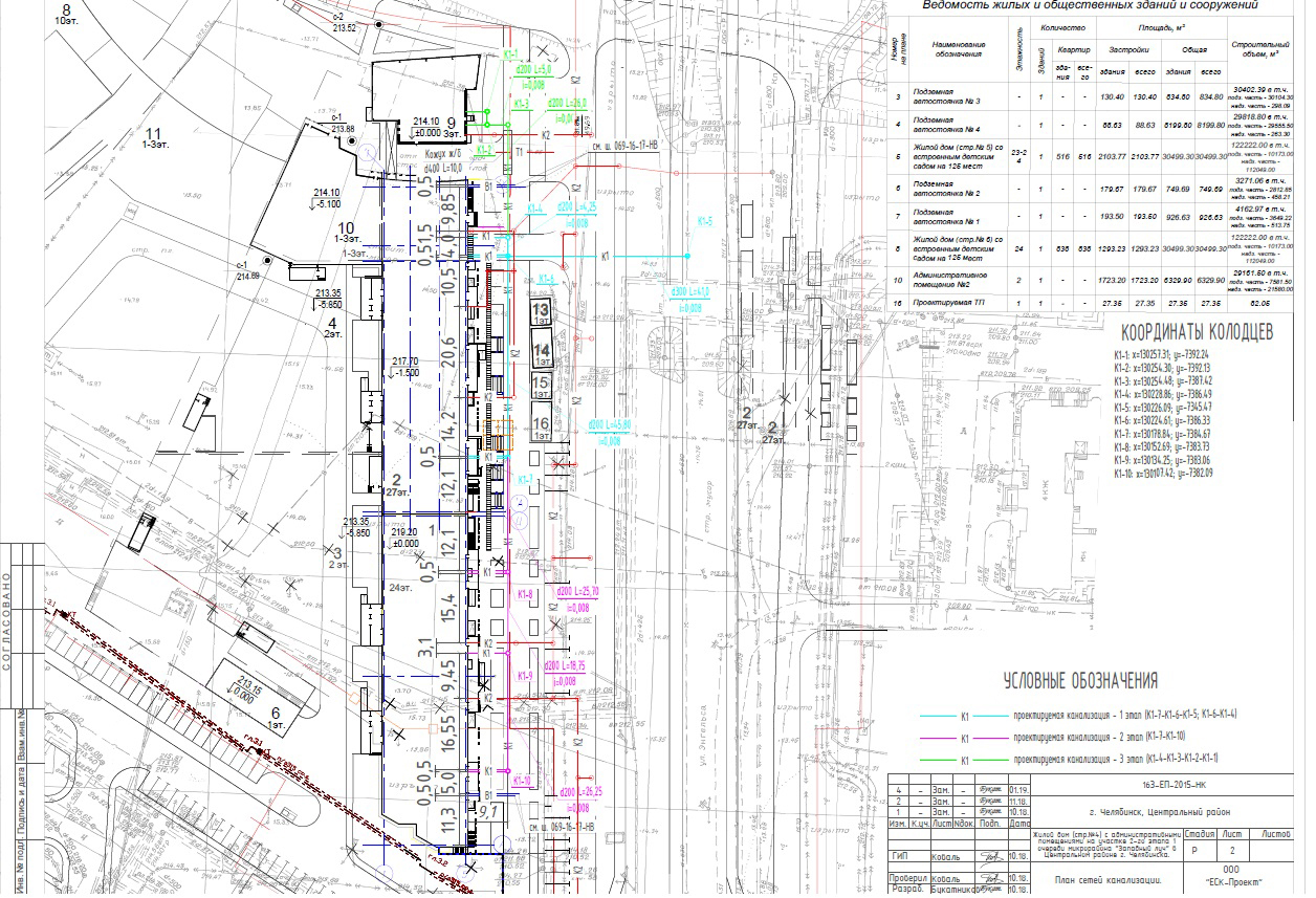 План сетей канализации жилого комплекса